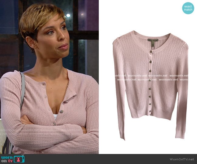 Autumn Cashmere Embellished Button Cardigan worn by Elena Dawson (Brytni Sarpy) on The Young and the Restless