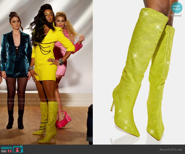 Azalea Wang Turn The Lights On Stiletto Boots worn by Wickie Roy (Renée Elise Goldsberry) on Girls5eva