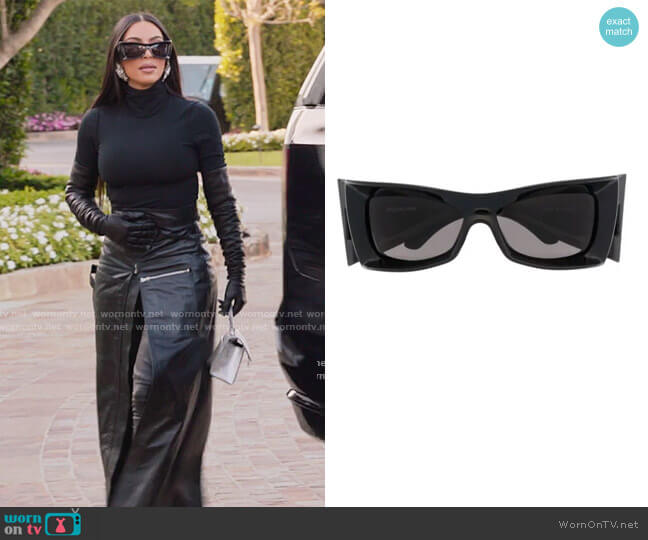Kim Kardashian wearing Hermes So Black Birkin 35 bag Celine Matrix Top  Heavy sunglasses. Kim Kardash…