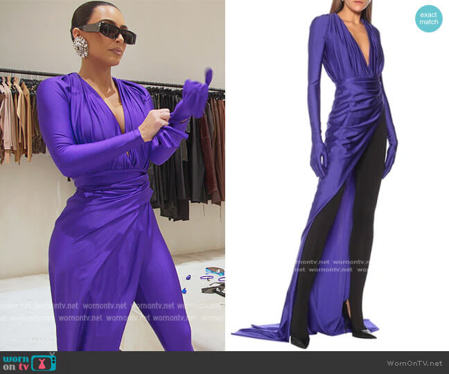 Draped Jersey Gown by Balenciaga worn by Kim Kardashian  on The Kardashians