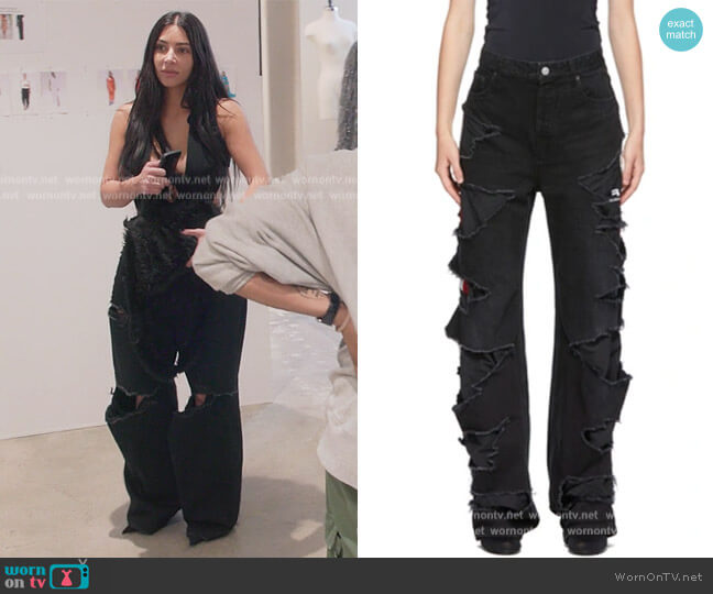 Lined Destroyed Straight Leg Jeans by Balenciaga worn by Kim Kardashian (Kim Kardashian) on The Kardashians