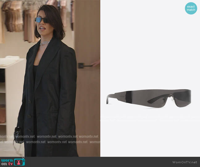 Mono Rectangle Sunglasses by Balenciaga worn by Kourtney Kardashian (Kourtney Kardashian) on The Kardashians