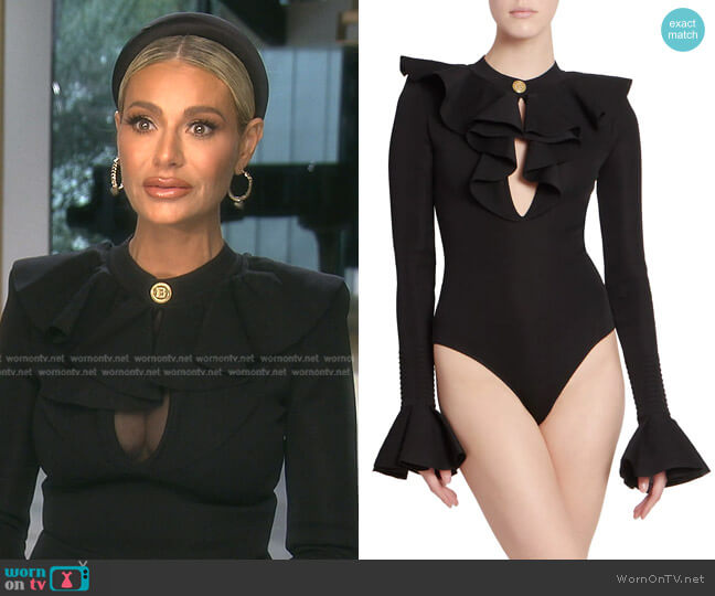 Ruffled Knit Bodysuit by Balmain worn by Dorit Kemsley  on The Real Housewives of Beverly Hills