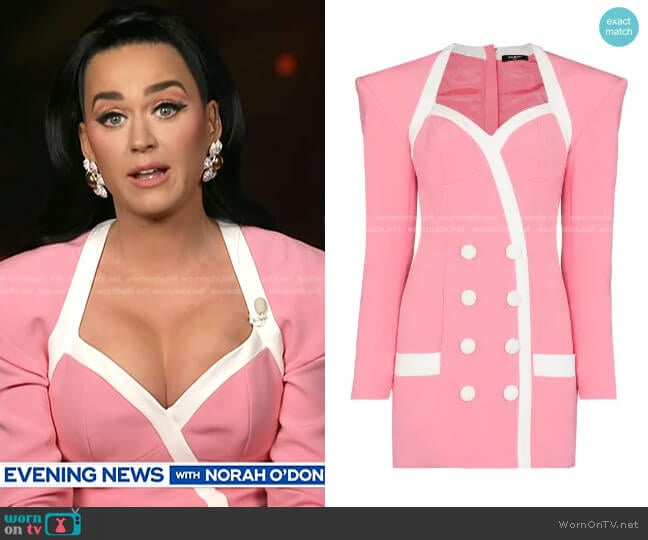 Double-Breasted Blazer Dress by Balmain worn by Katy Perry on CBS Evening News