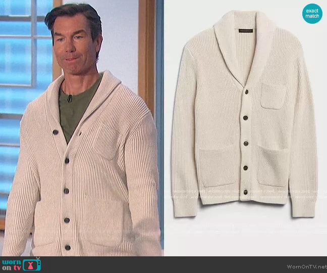 Shawl Collar Cardigan by Banana Republic worn by Jerry O'Connell on The Talk