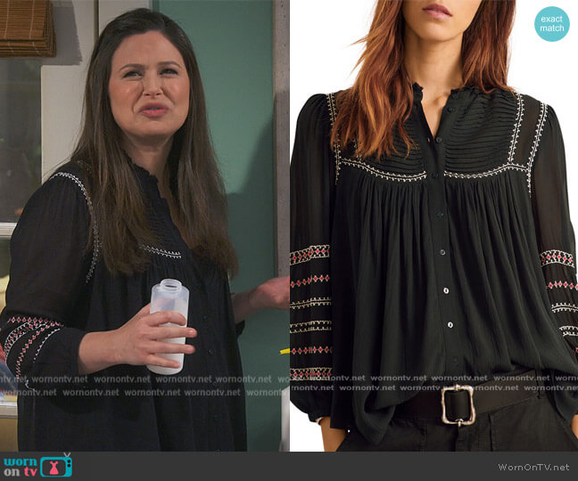 Stitched Celeste Top by Ba&sh worn by Jen (Katie Lowes) on How We Roll