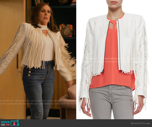 Bcbgmaxazria Farrell Short Jacket with Fringe worn by Jackie Stilton (Molly Shannon) on I Love That For You