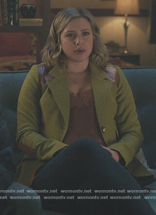 Betty’s green blazer with leather patch on Riverdale
