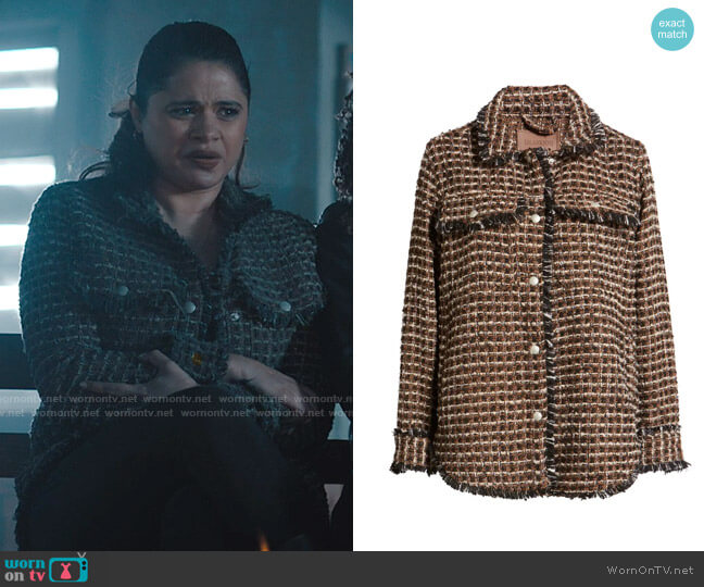 Blank NYC Plaid Tweed Shirt Jacket worn by Mel Vera (Melonie Diaz) on Charmed