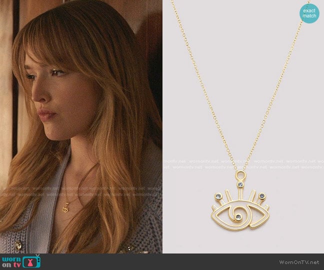 Isis Evil Eye Charm Necklace by Bonheur  worn by Kirby Anders (Maddison Brown) on Dynasty