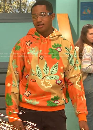 Booker's orange leaf print hoodie on Ravens Home