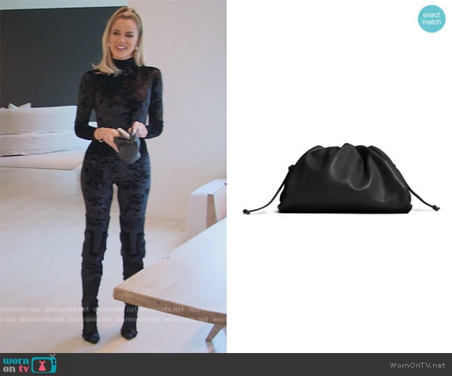 The Mini Pouch Leather Clutch by Bottega Veneta worn by Khloe Kardashian (Khloe Kardashian) on The Kardashians