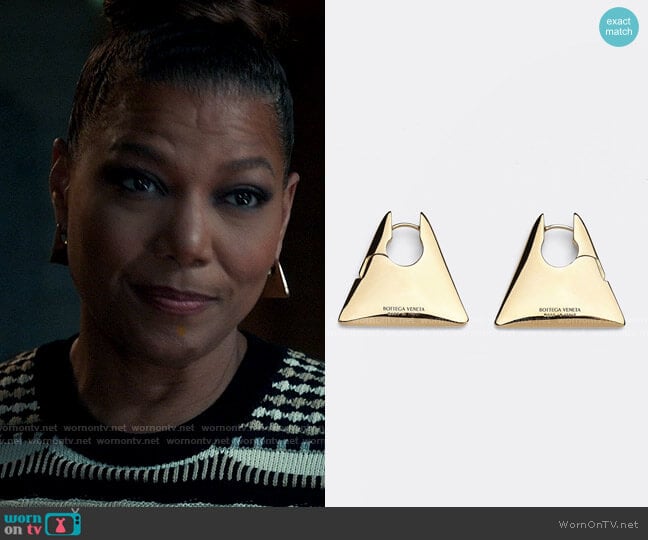 Bottega Veneta Triangle Essentials Earrings worn by Robyn McCall (Queen Latifah) on The Equalizer