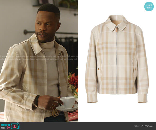 Fitzroy Reversible Cotton Jacket by Burberry worn by Jeff Colby (Sam Adegoke) on Dynasty