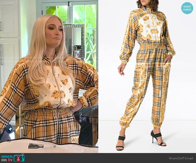 Yellow Check Jumpsuit by Burberry worn by Erika Jayne on The Real Housewives of Beverly Hills