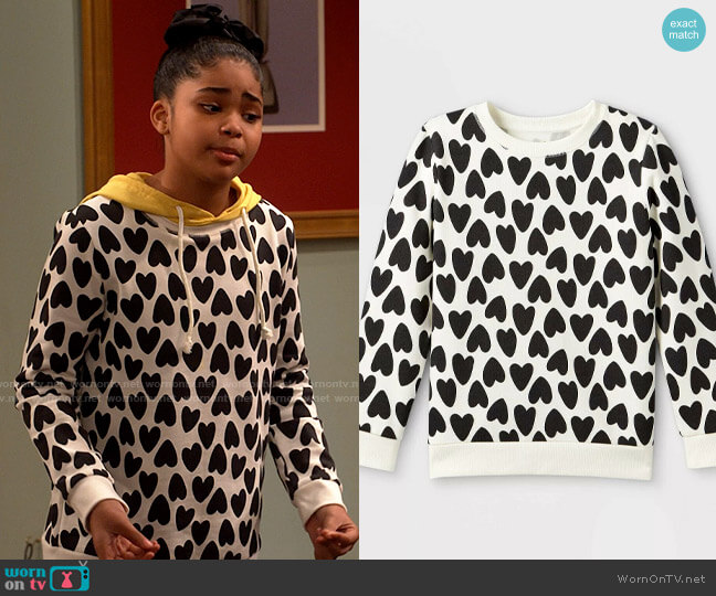 Target Cat & Jack Hearts Sweatshirt worn by Millicent (Jaidyn Triplett) on iCarly