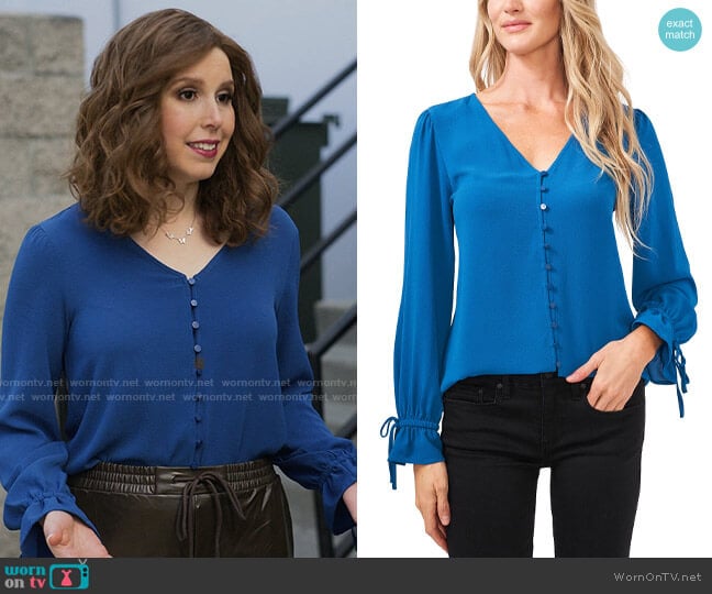 CeCe Tie-Cuff Blouse worn by Joanna Gold (Vanessa Bayer) on I Love That For You