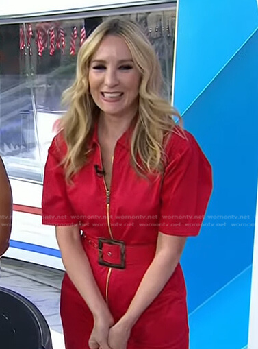 Chassie's red belted jumpsuit on Today