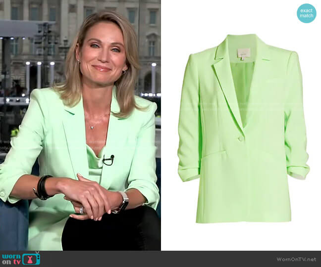 Khloe Crepe Ruched Blazer by Cinq a Sept worn by Amy Robach on Good Morning America