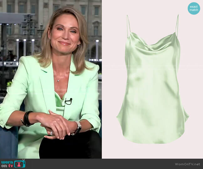 WornOnTV: Amy's lime green cowl neck cami and blazer on Good Morning  America, Amy Robach