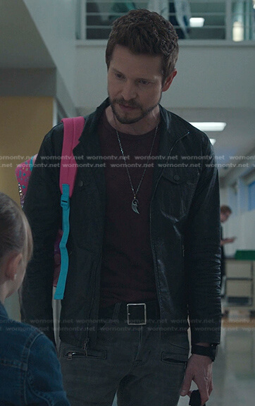 Conrad’s black leather jacket on The Resident