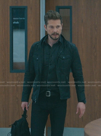 Conrad's black leather jacket on The Resident