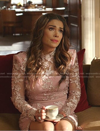 Cristal’s pink floral embellished dress on Dynasty