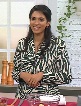 Crystelle Pereira’s green zebra jacket and skirt on Today