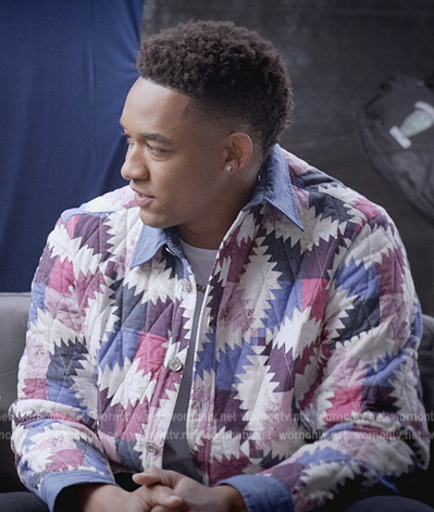 Damon’s printed quilted jacket on All American Homecoming
