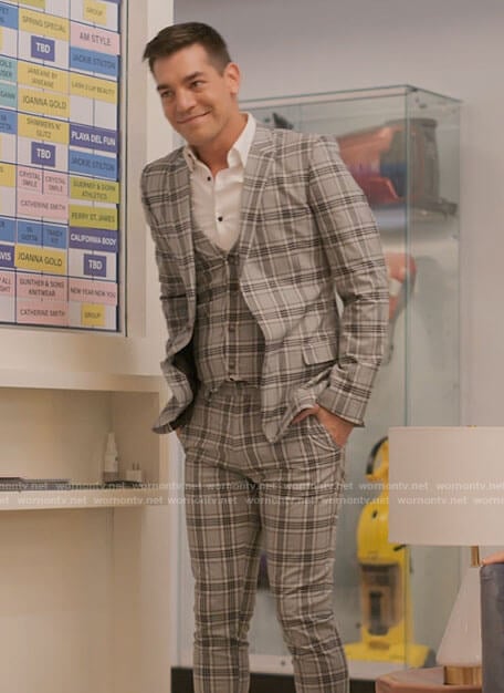 Darcy's grey plaid suit on I Love That For You