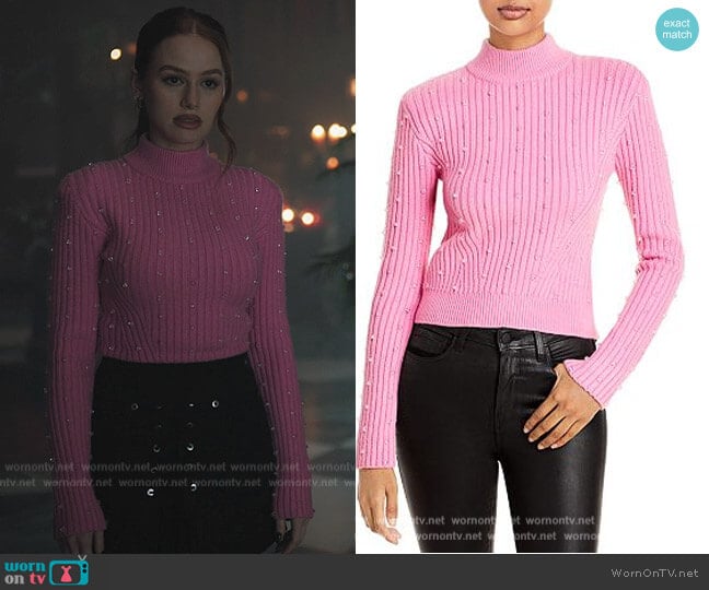 Embellished Rib Knit Sweater by David Koma worn by Cheryl Blossom (Madelaine Petsch) on Riverdale