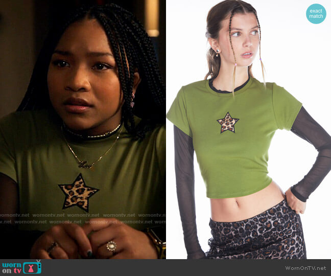 Delias by Dolls Kill Sprint To The Stars Layered Crop Tee worn by Delilah (Laya DeLeon Hayes) on The Equalizer