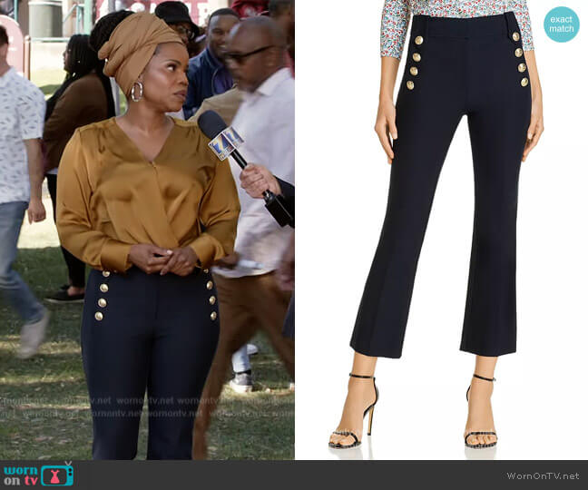 Robertson High Waisted Crop Flare Pants by Derek Lam 10 Crosby worn by Amara Patterson (Kelly Jenrette) on All American Homecoming