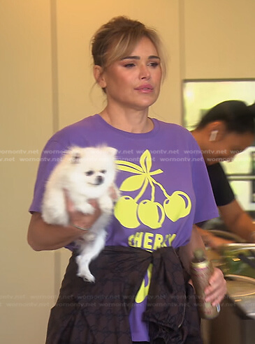 Diana’s purple cherry print tee on The Real Housewives of Beverly Hills