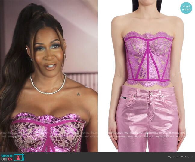 Laminated Lace Bustier by Dolce & Gabbana worn by Sheree Whitefield on The Real Housewives of Atlanta