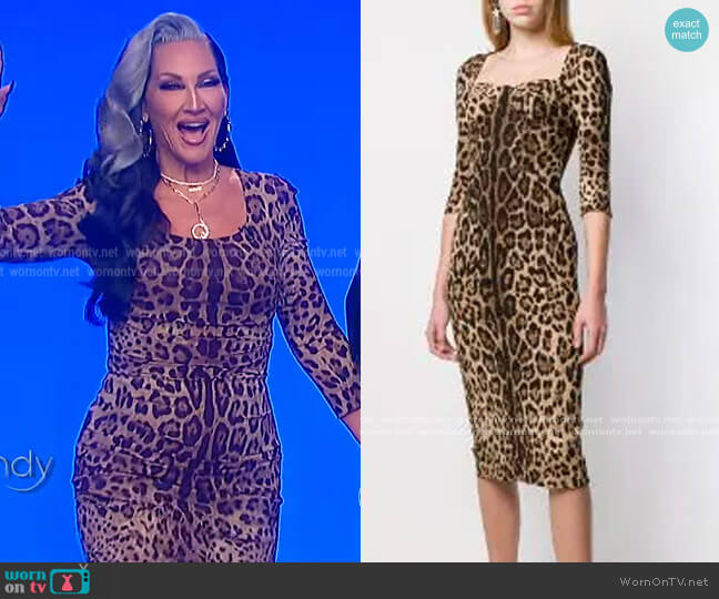 Leopard Silk Dress by Dolce and Gabbana worn by Michelle Visage on The Wendy Williams Show