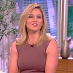 Sara’s brown sleeveless ruched dress on The View