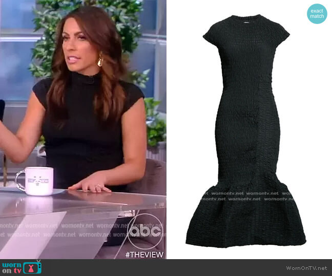 Dory Smocked Asymmetric Taffeta Midi Dress by Dries van Noten worn by Alyssa Farah Griffin on The View