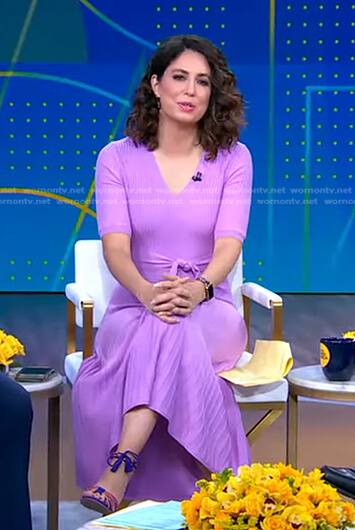 Cecilia purple tie waist pleated dress on Good Morning America