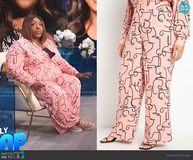 WornOnTV: Loni’s pink abstract print blouse and pants on E! News Daily ...