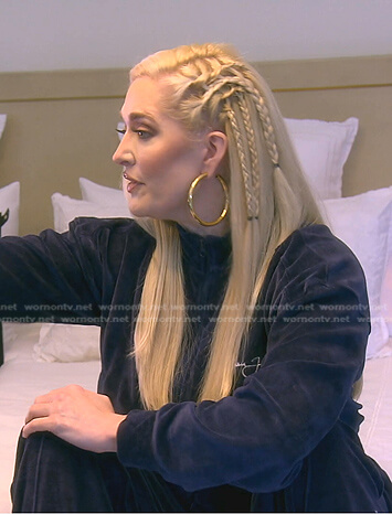 Erika's navy velour track jacket and pants on The Real Housewives of Beverly Hills