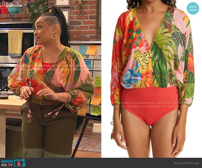 WornOnTV: Raven's pink puff sleeve leather shirtdress on Ravens Home, Raven-Symoné