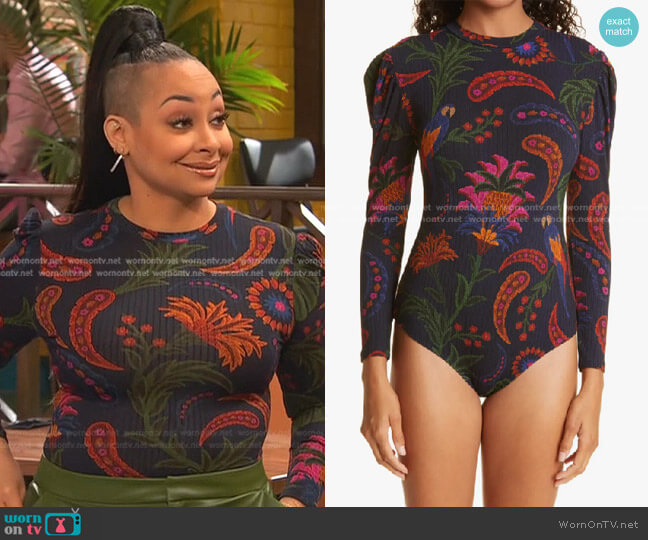 Tropical Tapestry Ribbed Bodysuit Farm Rio worn by Raven Baxter (Raven-Symoné) on Ravens Home