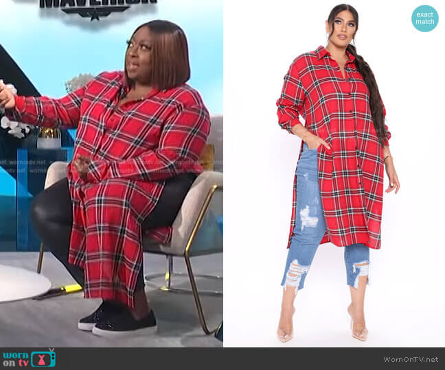 Self Love Maxi Plaid Top by Fahion Nova worn by Loni Love on E! News