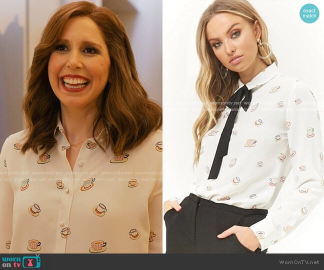 Forever 21 Teacup Print Shirt worn by Joanna Gold (Vanessa Bayer) on I Love That For You