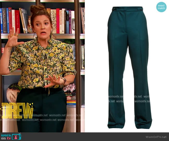 Vesta Wide-Leg Pants by Gabriela Hearst worn by Drew Barrymore on The Drew Barrymore Show