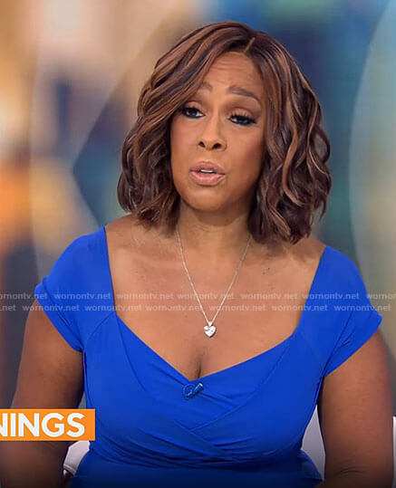 Gayle King’s cobalt blue dress on CBS Mornings