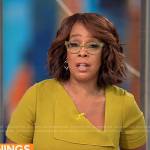 Gayle King’s chartreuse folded dress on CBS Mornings