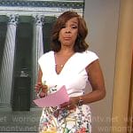 Gayle’s white floral v-neck dress on CBS Mornings