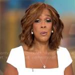 Gayle King’s white square neck dress on CBS Mornings